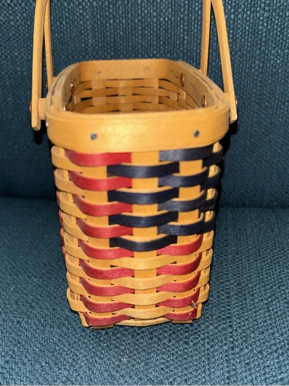 Longaberger 1998 Collectors Club 25th Anniversary Flag Basket Set Combo /2 Liner